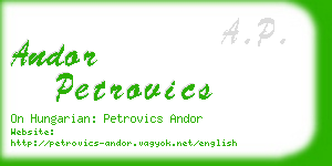 andor petrovics business card